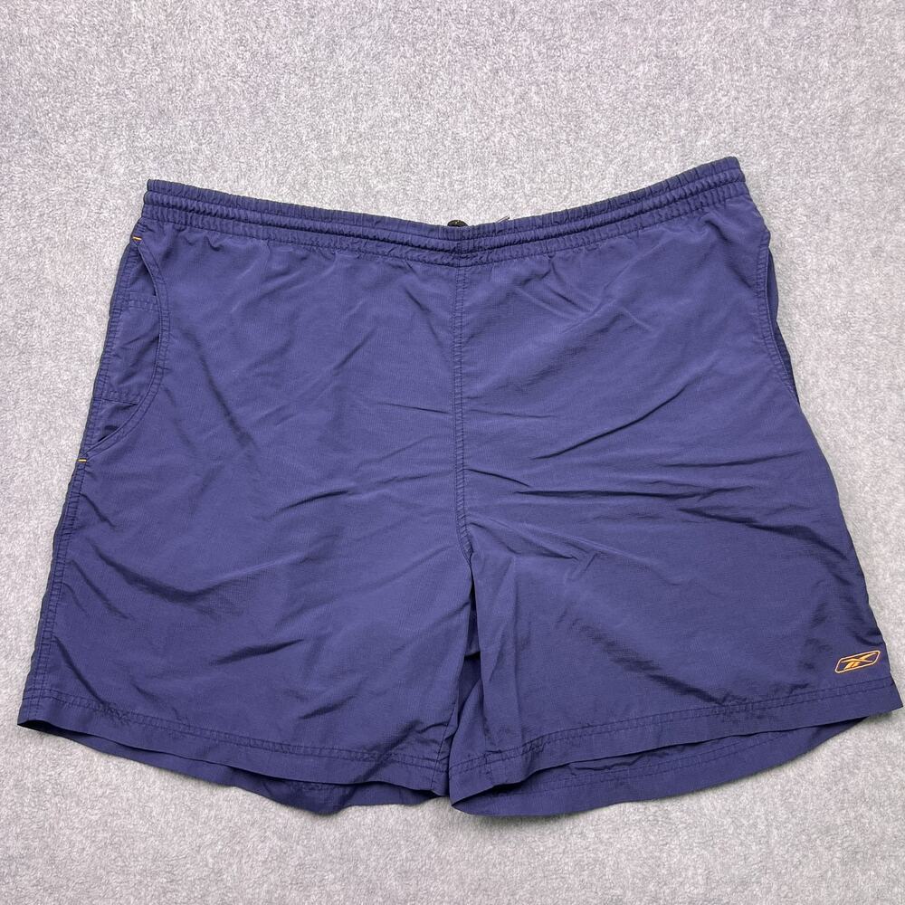 VTG Reebok Shorts Mens XL Blue Nylon Athletic Drawstring Elastic Waist